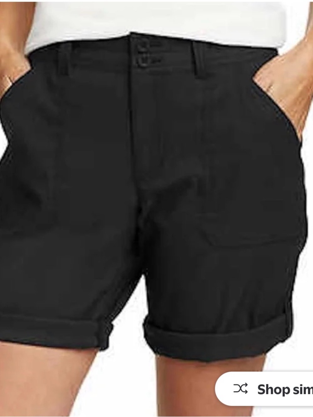 Eddie Bauer Black Women's Roll-Cuff Bermuda Shorts -14